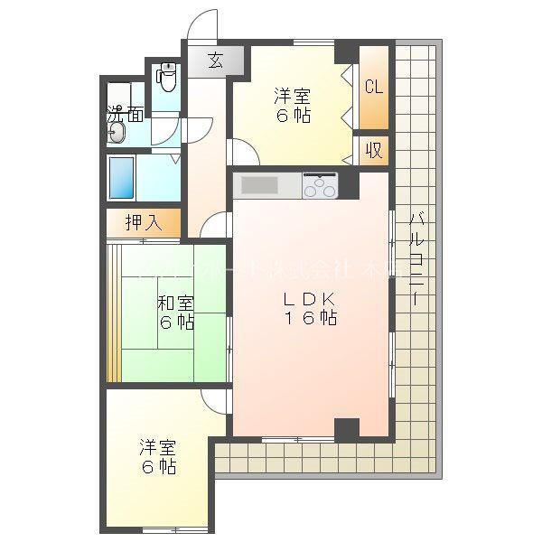 ドエル飛鳥(3LDK/6階)の間取り写真