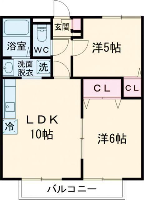 プレネージュ松代A(2LDK/2階)の間取り写真