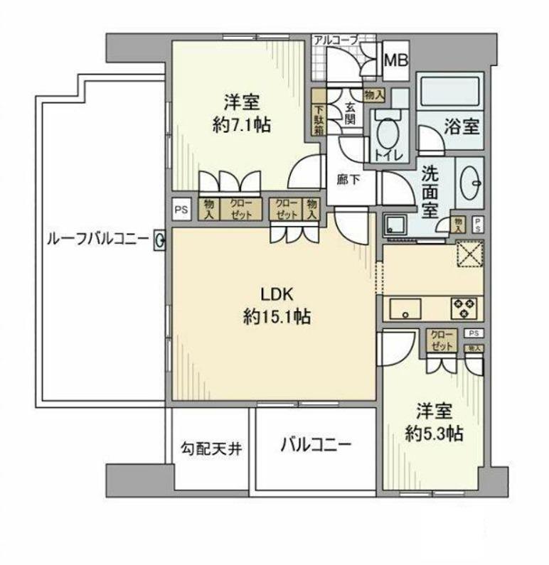 パークテラス宮前平(2LDK/5階)の間取り写真