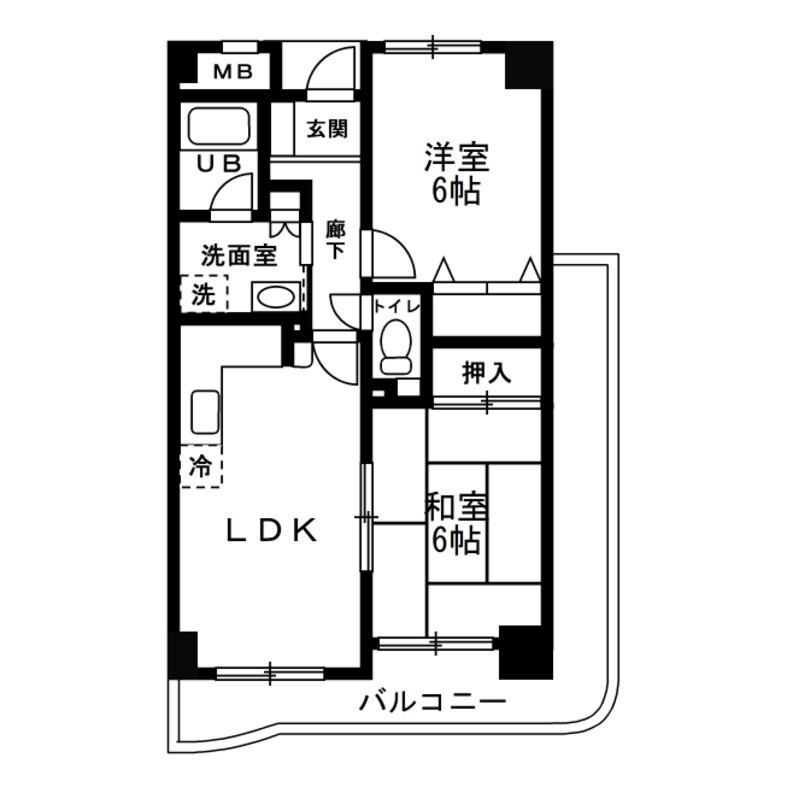グランデーミFY(2DK/3階)の間取り写真