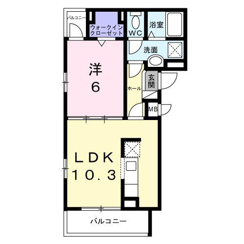 ウィンフィールド博多南(1LDK/2階)の間取り写真