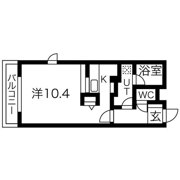 マリオン桑園(1K/4階)の間取り写真
