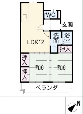 じゅねす有重(2LDK/2階)の間取り写真