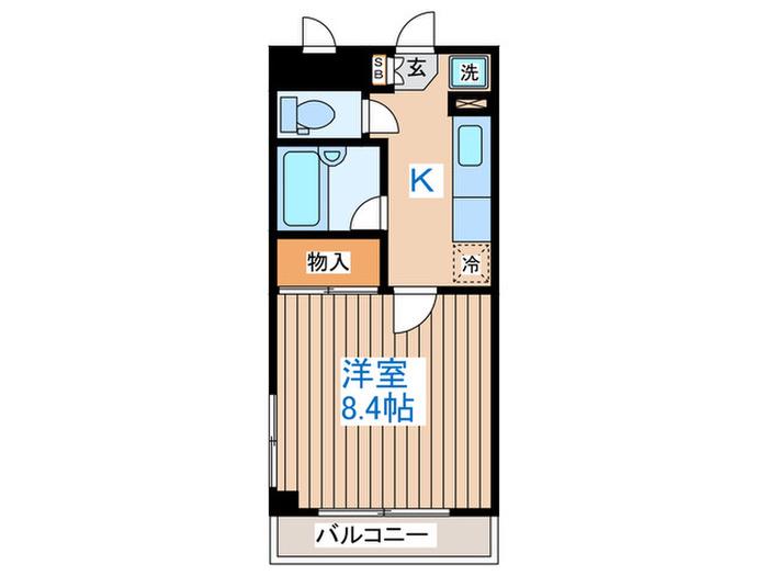 グランドールハマユー台原(1K/2階)の間取り写真