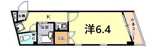 エクセルコート芦屋(1K/2階)の間取り写真