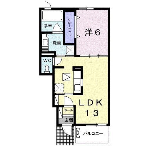 ルイ A(1LDK/1階)の間取り写真