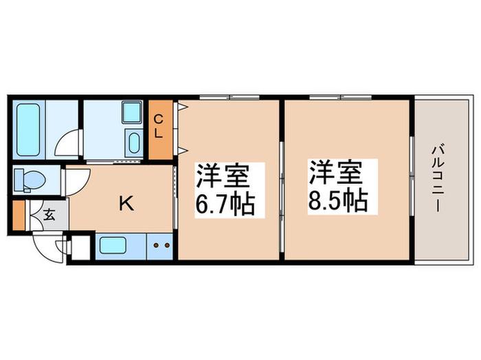 ラシィーヌ吹割(2K/3階)の間取り写真