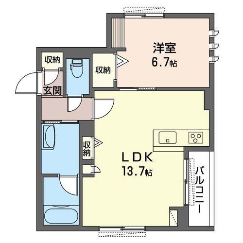 コンブリッサV(1LDK/2階)の間取り写真