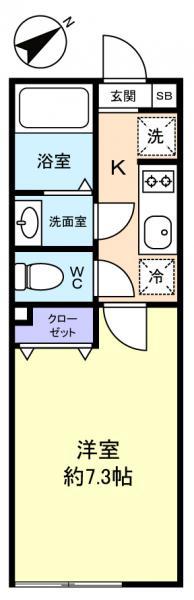 VINOSITY 大和田(1K/2階)の間取り写真