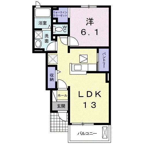 プラージュII(1LDK/1階)の間取り写真