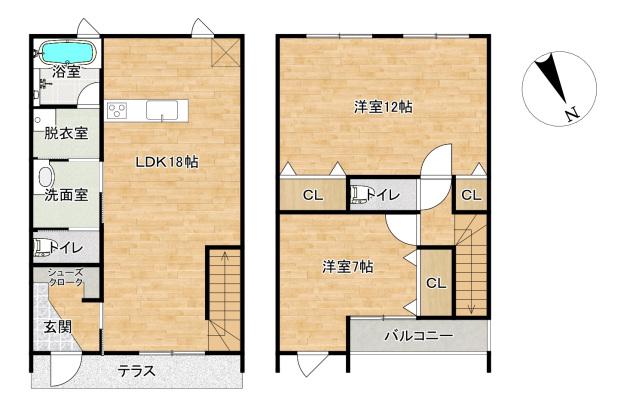 ソレイユ・ルヴァン船越(2LDK/1階)の間取り写真