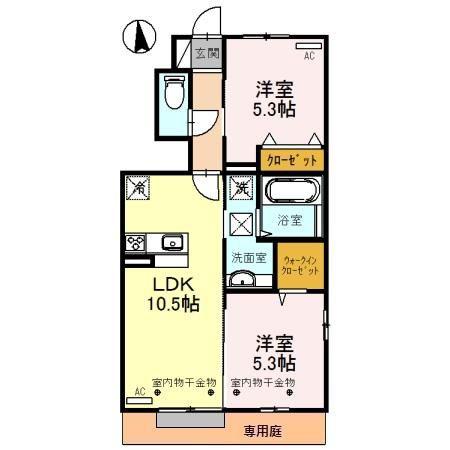 GRAN MARKS(2LDK/1階)の間取り写真