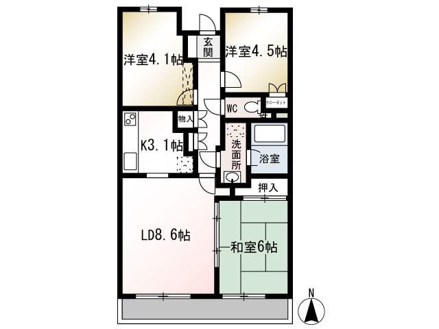 ハイツ座間(3LDK/3階)の間取り写真