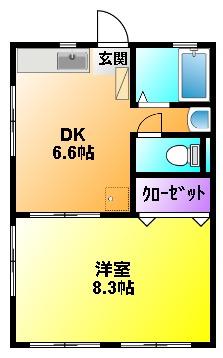 M・一番星(1DK/1階)の間取り写真