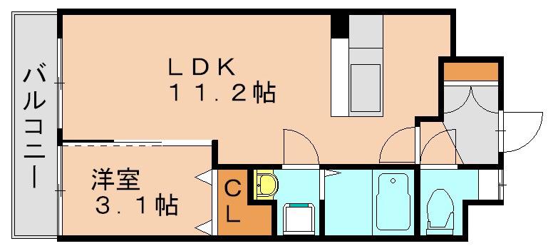グローヴ・ガーデンE(1LDK/8階)の間取り写真