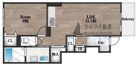アルベーロディリモーネI(1LDK/1階)の間取り写真