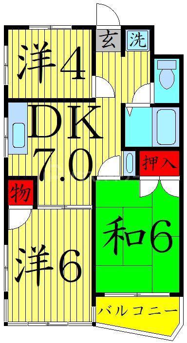 ぶりりあん北綾瀬(3DK/4階)の間取り写真