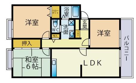サンガーデンやなが西A(3LDK/2階)の間取り写真