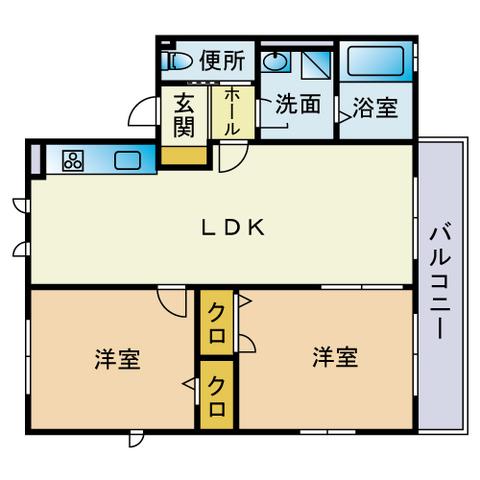 CLOVER HOUSE OIKE(2LDK/1階)の間取り写真