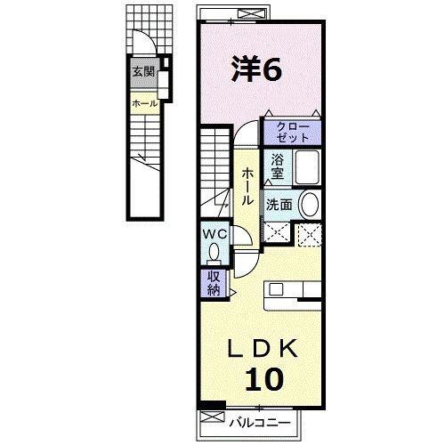 エス・ハーベスト(1LDK/2階)の間取り写真