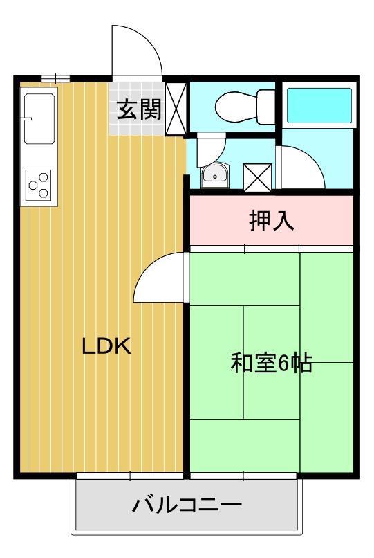 メゾンルミエール(1LDK/2階)の間取り写真