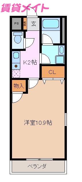 メゾンセントレアⅠ(1K/1階)の間取り写真