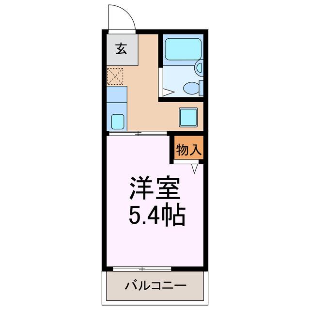 シャトル南(1K/1階)の間取り写真