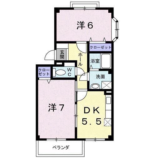 パストラル竹下(2DK/2階)の間取り写真