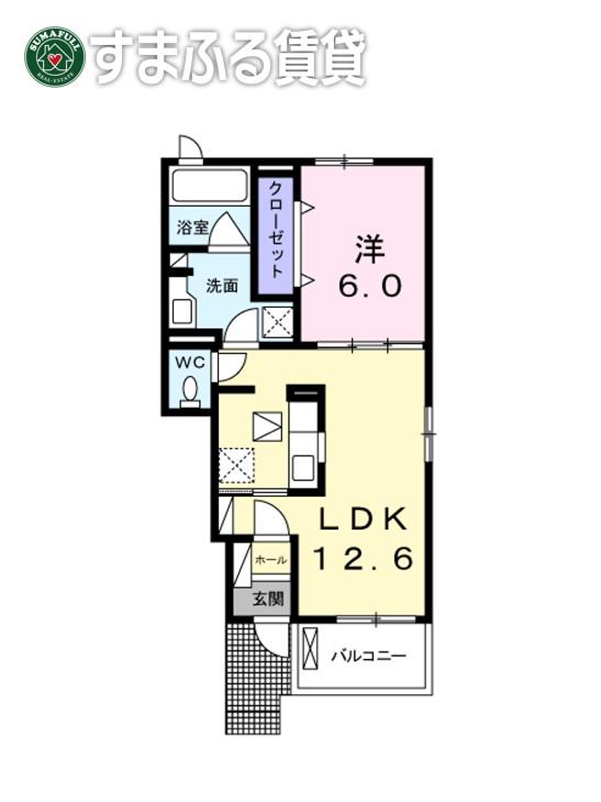 ウインド ベル 17 B(1LDK/1階)の間取り写真