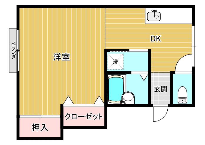 ハイツブルースカイ(1DK/1階)の間取り写真