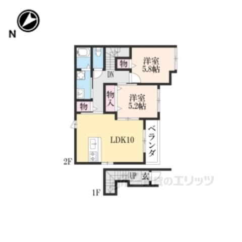 SOLEIL LEVANTⅠ (2LDK/2階)の間取り写真