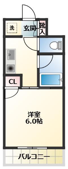 オランダ弐番館(1K/2階)の間取り写真