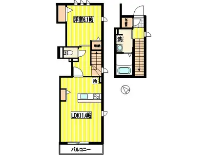 プレセア相模大野(1LDK/2階)の間取り写真