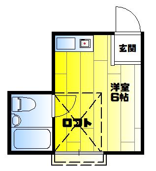 ファニーハウス(ワンルーム/2階)の間取り写真