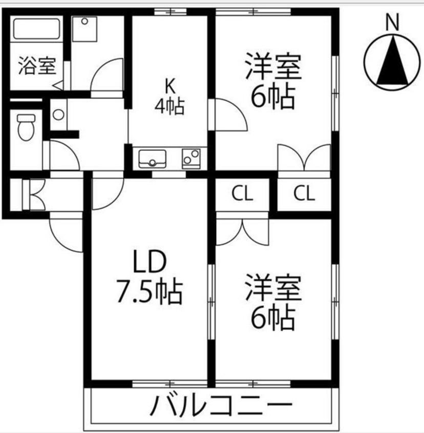 レイルサイドヴィレッジ(2LDK/1階)の間取り写真