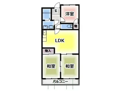 ドミール仲谷2号館(3LDK/2階)の間取り写真