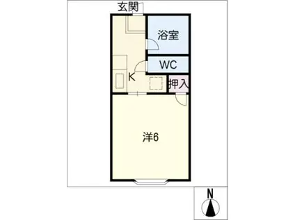 コーポスクールサイド(1K/2階)の間取り写真