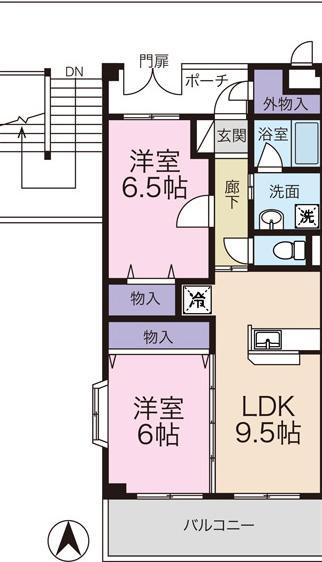 フェアリーコート(2LDK/2階)の間取り写真