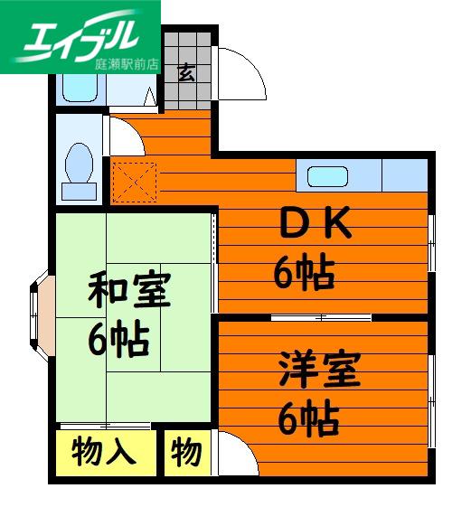 パークサイド酒津A棟(2DK/1階)の間取り写真