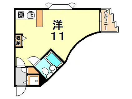 ステディ垂水(ワンルーム/2階)の間取り写真