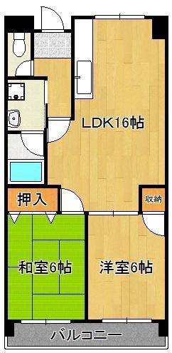 グリーンハイツ足立(2LDK/2階)の間取り写真