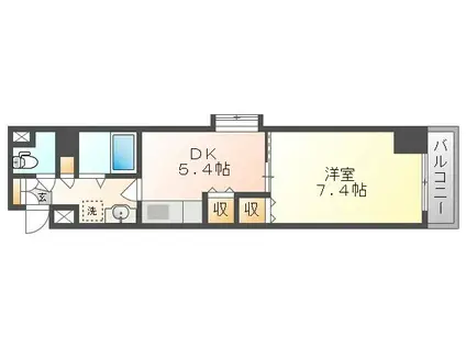 パルロイヤル東古松(1DK/5階)の間取り写真
