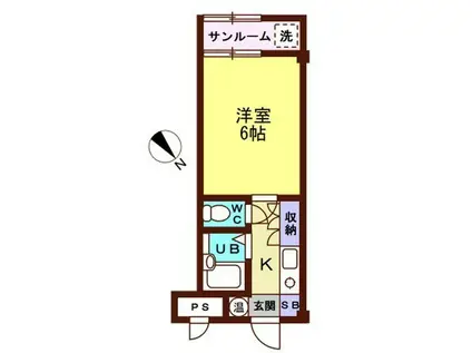 金沢ドーム5号館(1K/2階)の間取り写真