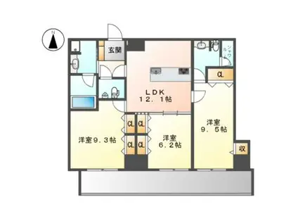 さくらHILLS NISHIKI PLATINUM RESIDENCE(3LDK/13階)の間取り写真