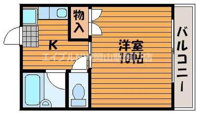フレンドリー(1K/2階)の間取り写真
