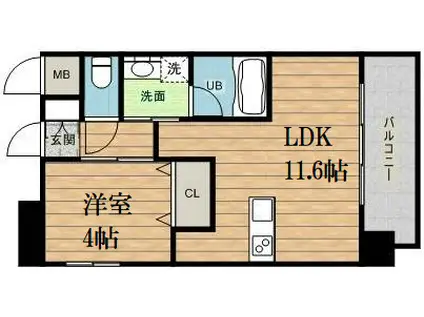 プレジオ清水谷(1LDK/10階)の間取り写真