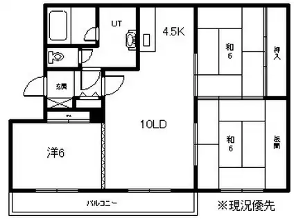 豊岡3.8ハイツ(3LDK/2階)の間取り写真