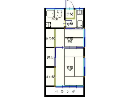 今宮荘(2K/1階)の間取り写真