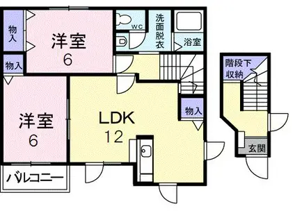 アルカディアA(2LDK/2階)の間取り写真