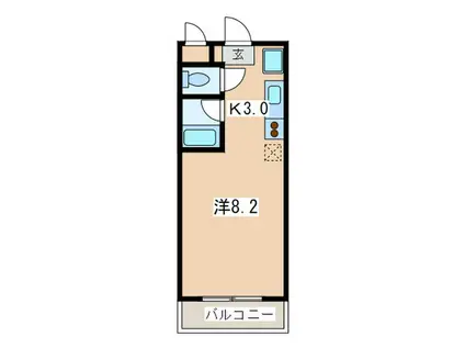 カジヤマグラスワン(1K/3階)の間取り写真